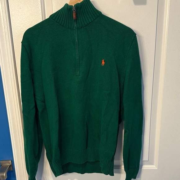 Ralph Lauren Men's Quarter-zip Sweater in Green - Picture 1 of 3